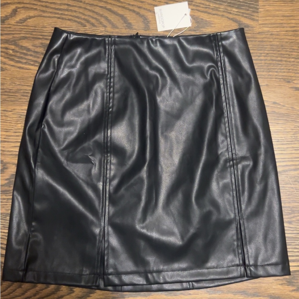 Mango Black Faux Leather Mini Skirt